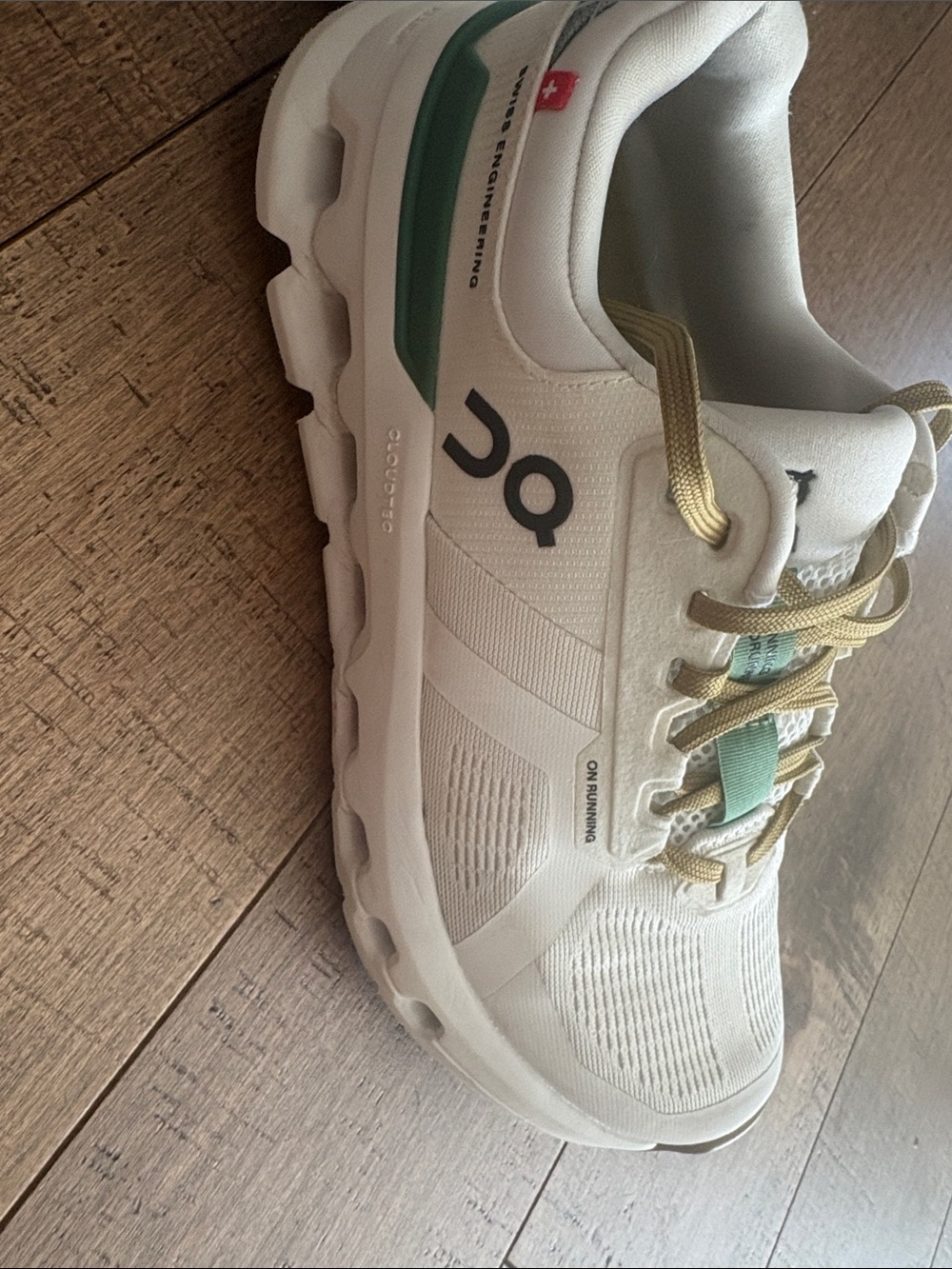 On Running White, Green & Gold Athletic Sneakers - Picture 4 of 10